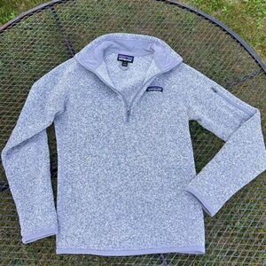 Grey birch white Patagonia better sweater 1/4 zip
